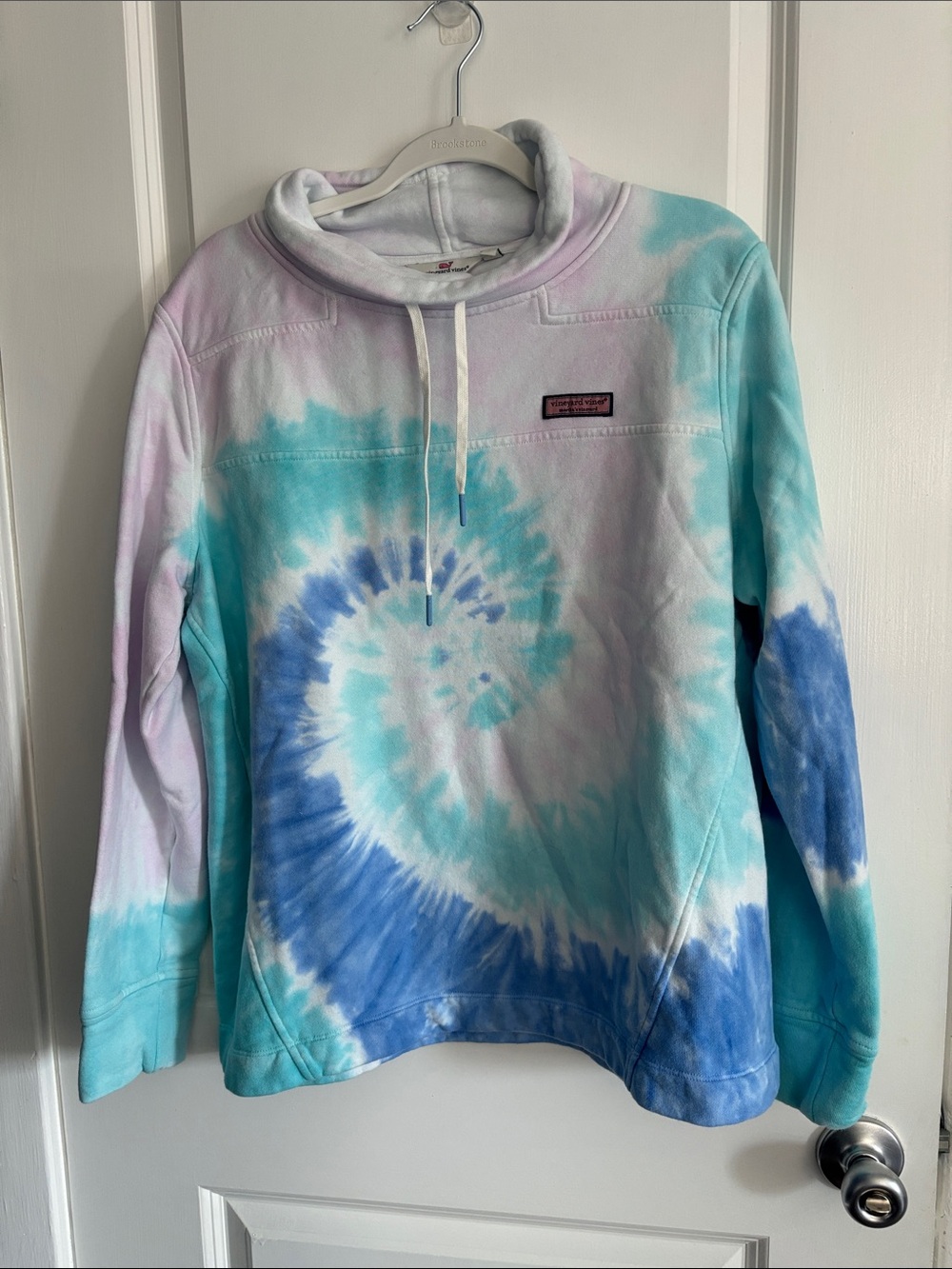 Vineyard Vines Tie-Dye Cowl Sweatshirt - Blue, Aqua & Pink